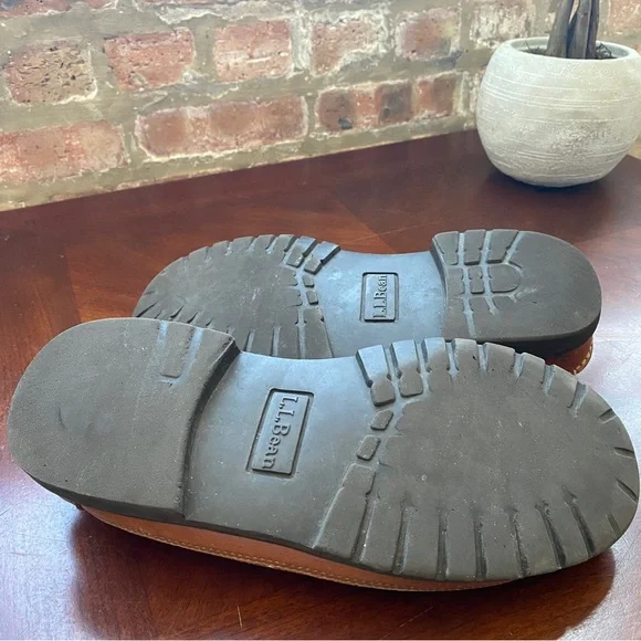 LL Bean Brown Leather Loafer Men's Size 8.5 D Wide Distressed - Picture 6 of 9